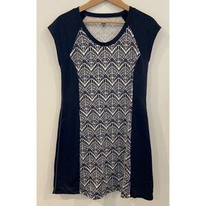 Title Nine Athletic Dress Sheath Short Sleeve Zipper Pocket Black White Medium M